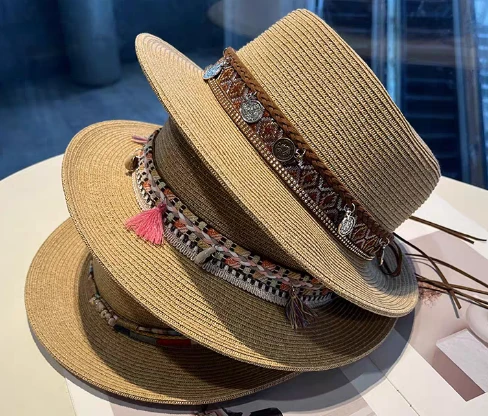 Boho Ruskea Naisten Straw Beach Hat