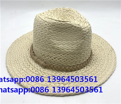 Luonnollinen käsin kudottu paperi valkoinen punos fedora hattu