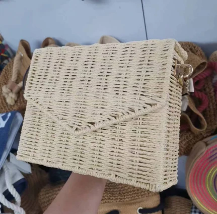 Luonnollinen rottinki nainen ranta laukku