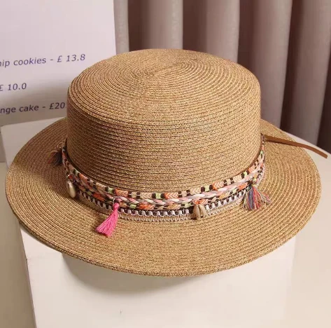 Boho Chic Ruskea Paperinen olkihattu