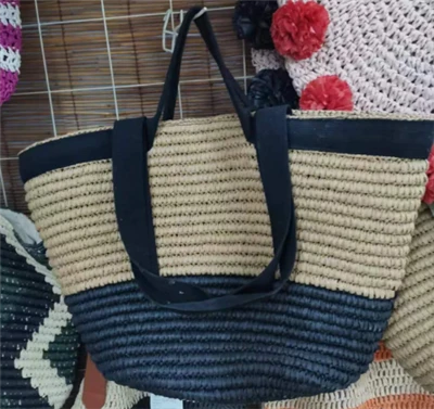Musta puuvillateippi Big Women Beach Bag